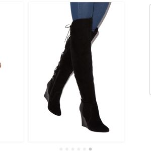 Over the knee wedge boots